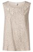 Ärmelloses Oberteil in Beige mit leichtem Gewebemuster, Rundhalsausschnitt, gerade geschnitten