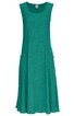 Ärmelloses Kleid in smaragdgrün, unifarben, runder Ausschnitt, zwei seitliche Taschen, ausgestellter Rock, knielang