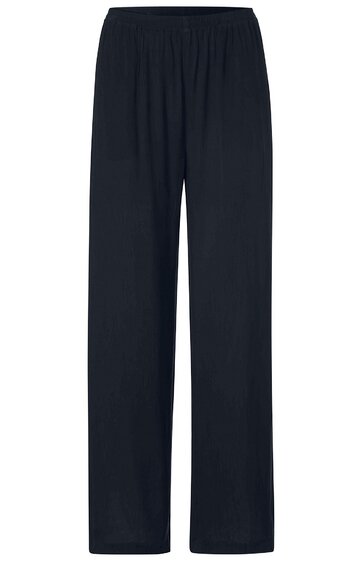 Locker geschnittene Hose in dunkelblau, gerade Form, elastischer Bund, ohne Muster oder sichtbare Taschen