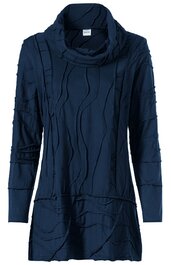 Damenpullover mit Rollkragen und strukturiertem Muster in Dunkelblau