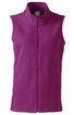 Ärmellose Fleeceweste in dunklem Magenta, durchgehender Reißverschluss, Stehkragen, gerade geschnitten, ohne sichtbare Muster oder Verzierungen