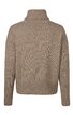 Beiger Rollkragenpullover ohne Muster, lange Ärmel, gerader Schnitt, gerippte Bündchen an Ärmelenden, Saum und Rollkragen, Rückansicht