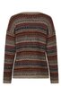 Pullover mit rundem Ausschnitt, gestreift in Braun-, Rot-, Blau- und Beigetönen, mit Norwegermuster, lange Ärmel, gerade Form