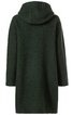 Dunkelgrüner Mantel, einfarbig, gerade geschnitten, lange Ärmel, mit angenähter Kapuze, hinten gezeigt