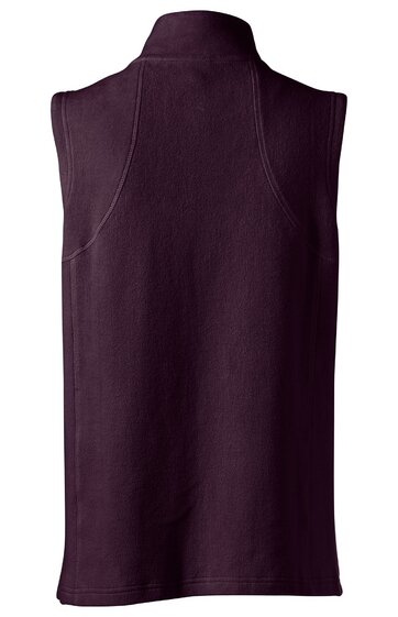 Ärmelloses Tanktop in dunklem Aubergine, ohne Muster, mit Stehkragen, schmal geschnitten, glatte Oberfläche