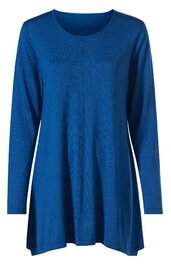Langärmeliges Tunika-Shirt in Königsblau, einfarbig, Rundhalsausschnitt, gerade geschnitten, locker fallend