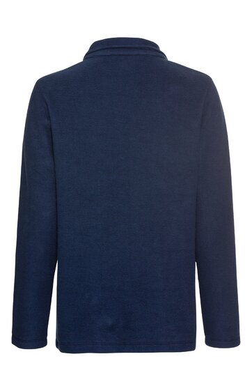 Dunkelblaues Langarmshirt ohne Muster, gerader Schnitt, Rundhalsausschnitt, Rückansicht
