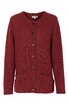 Damenstrickjacke bordeauxrot, einfarbig, Rundhalsausschnitt, durchgehende Knopfleiste, lange Ärmel, zwei aufgesetzte Taschen vorne