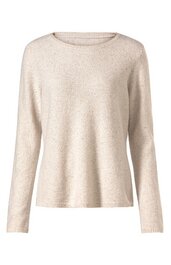 Beiger Langarmpullover mit rundem Ausschnitt, gerade geschnitten, ohne Muster, schlichtes Design