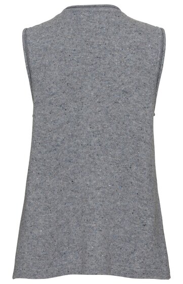 Grau melierter Ärmelloser Pullover mit Rundhalsausschnitt, gerade Form, mittellang, ohne Muster, glatte Oberfläche