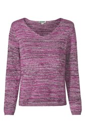 Langärmliger Pullover in verschiedenen Rosatönen meliert, V-Ausschnitt, gerade Form, ohne weitere sichtbare Verzierungen