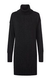 Schwarzer Rollkragenpullover, langärmlig, gerader Schnitt, ohne Muster oder sichtbare Verzierungen