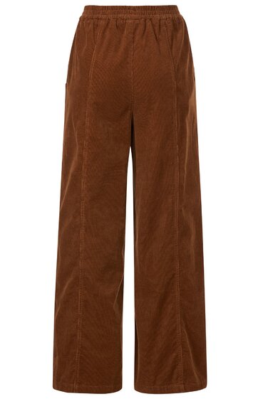 Braune, weite Hose mit elastischem Bund, gerader Schnitt, ohne Muster, knöchellang