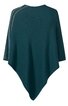 Dunkelgrünes Poncho-Oberteil mit asymmetrischem Saum, kurze Ärmel, linke Schulter mit goldfarbenen Ziernähten, runder Ausschnitt, locker fallende Form