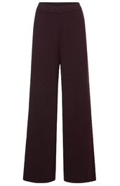 Dunkelrote, weite Hose mit hohem Bund, ohne Muster, gerader Schnitt, lange Beinform, schlichtes Design