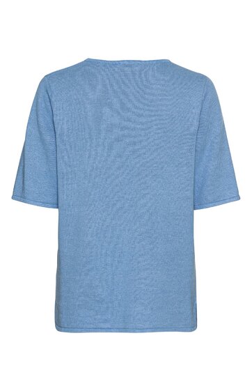 Hellblaues T-Shirt ohne Muster, kurzärmlig, rundhalsausschnitt, gerade geschnitten, Rückansicht