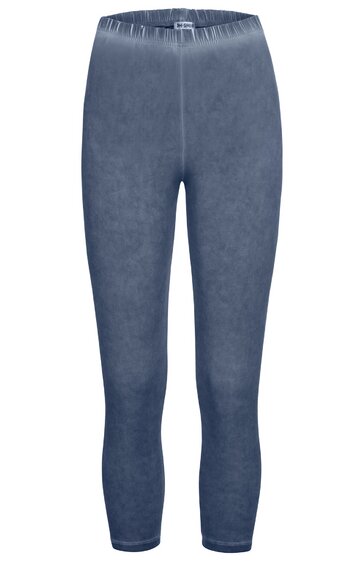 Blaugraue Leggings ohne Muster, hochtailliert, schmal geschnitten, elastischer Bund, knöchellang
