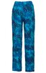 Hose in blau mit abstraktem Muster, gerader Schnitt, elastischer Bund, lange Beine