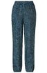 Locker geschnittene Hose in dunkelgrün und blaugrau mit unregelmäßigem Muster, elastischer Bund, gerade geschnittene Beine mit elastischen Säumen