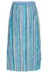 Langer Rock mit vertikalen Streifen in Blau-, Weiß- und Grüntönen, elastischer Bund, gerade geschnitten, ohne sichtbare Verschlüsse