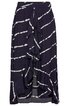Maxirock in Dunkelblau mit diagonalen weißen Streifen, asymmetrischer Volant vorne, elastischer Bund, locker fallende Form