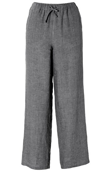 Hellgraue Hose mit weitem Bein, elastischem Bund, Tunnelzug mit Kordel, ohne Muster, durchgehende, gerade Form