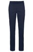 Dunkelblaue Hose ohne Muster, gerade geschnitten, schmale Beinform, elastischer Bund, keine sichtbaren Taschen oder Verzierungen