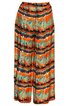 Weite Hose mit elastischem Bund, orange-grüner Batikmuster, gerade geschnitten, knöchellang