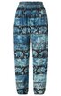 Locker geschnittene Hose in Blautönen mit dunklem Elefantenmuster, elastischer Bund, seitliche Eingrifftaschen, elastische Bündchen am Beinabschluss
