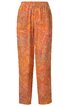 Locker geschnittene lange Hose in Orange mit Paisley-Muster, elastischem Bund, geradem Bein, keine sichtbaren Verschlüsse
