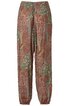 Weite Hose in Rostrot und Grün mit Paisley- und Blumenmuster, elastischer Bund, lockere Form, elastische Bündchen am Saum