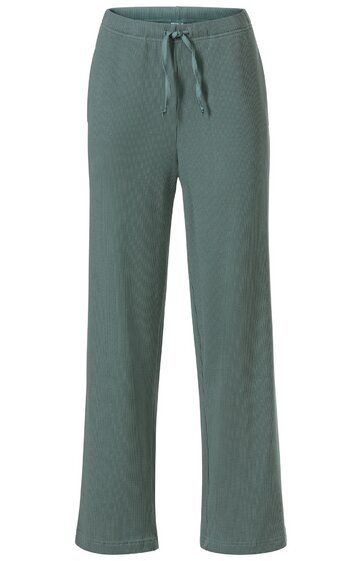 Hose in graugrün, ohne Muster, mit geradem Bein, elastischem Bund, Kordelzug vorne zum Verstellen