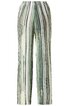 Hose in Weiß mit vertikalen Streifen in verschiedenen Grüntönen, gerader Schnitt, elastischer Bund, ohne sichtbare Verschlüsse oder Taschen