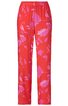 Rote lange Hose mit pinkfarbenem Blumenmuster, elastischer Bund, gerade geschnitten