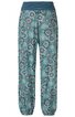 Hose in türkis und blau mit floralem Muster, elastischer Bund mit Falten, gerade Beinform, elastische Bündchen am Saum