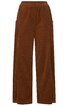 Hose in warmem Braunton, uni, mit elastischem Bund, geradem Bein, zwei seitlichen Eingrifftaschen, lang geschnitten