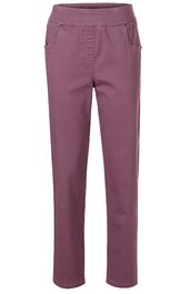 Damenhose in altrosa, gerade geschnitten, elastischer Bund, zwei seitliche Eingrifftaschen, knöchellang