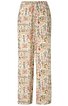 Locker geschnittene lange Hose in Beige mit buntem ethnischem Muster, elastischer Bund, gerade geschnittene Beine