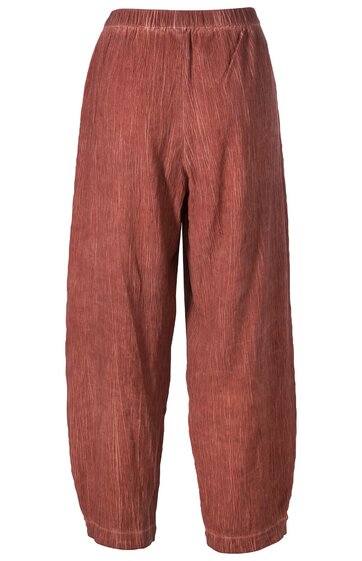Rostrote, weite Hose mit Gummibund, gerade geschnitten, ohne Muster, knöchellang