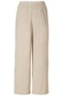 Beige, weite Hose ohne Muster, elastischer Bund, gerades Bein, knöchellang, keine weiteren Verzierungen