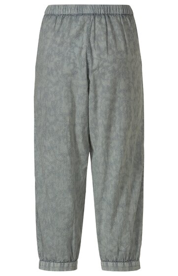 Locker geschnittene Jogginghose in graugrün mit unregelmäßigem, dezentem Muster, elastischer Bund, elastische Bündchen an den Beinenden