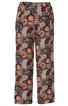 Weite Hose in Beige und Burgunderrot, Paisley-Muster mit floralen und geometrischen Formen, elastischer Bund, gerade geschnitten, hüfthoch