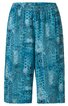 Bermuda-Shorts in türkis mit abstraktem Muster aus Paisley- und geometrischen Formen, elastischer Bund, weite Passform, knielang