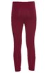 Dunkelrote Leggings ohne Muster, eng anliegend, hoher Bund, durchgehende Beinlänge, vorne glatt, ohne sichtbare Verschlüsse oder Taschen