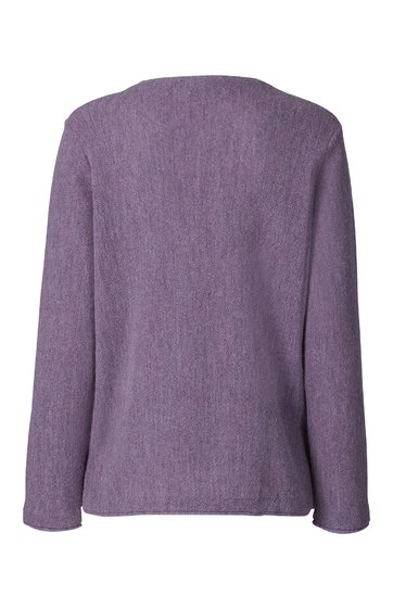 Langärmlige Bluse in flieder, einfarbig, gerader Schnitt, Rückenansicht