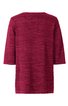 Damenpullover in dunklem Rot mit meliertem Muster, Rundhalsausschnitt, 3/4-lange Ärmel, gerade geschnitten