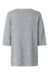 Hellgrauer Pullover mit feinem Streifenmuster, Rundhalsausschnitt, lange Ärmel, lockere gerade Form, Rückansicht