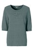 Pullover in gedämpftem grün, unifarben, mit rundem Ausschnitt, halblangen Ärmeln, gerippten Bündchen an Ärmeln und Saum, gerade geschnitten