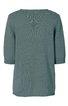 Graugrüner Pullover ohne Muster, Rundhalsausschnitt, halblange Ärmel, gerade geschnitten