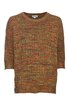Pullover in Melange-Optik mit Braun- und Orangetönen, rundem Ausschnitt, 3/4-langen Ärmeln, gerade geschnitten, locker sitzend